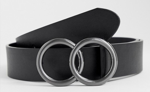 Gürtel schwarz Schnalle mit zwei Ringen