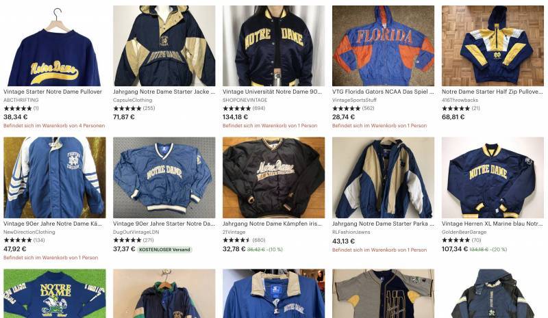 Vintage Starter Notre Dame Jackets