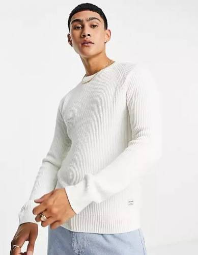 Jack and Jones Gerippter Pullover in Weiss
