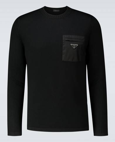 Prada Crewneck Sweater with Nylon Pocket