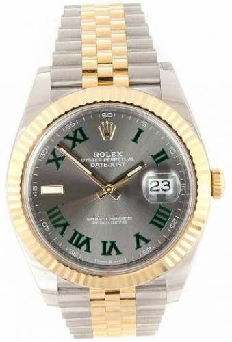 Rolex Datejust Gelbgold Green Roman Uhr