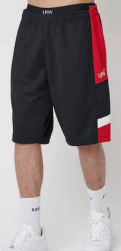 Patched Side Shorts Schwarz Rot