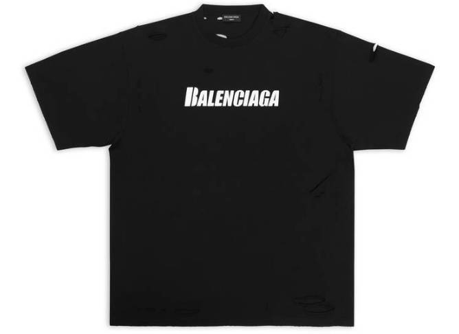Balenciaga Destroyed T-Shirt Schwarz