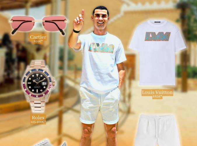 Cristiano Ronaldo Outfit: T-Shirt, Shorts, Sneaker, Uhr