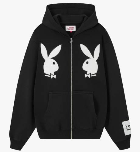 Bunny Zip Up Hoodie schwarz